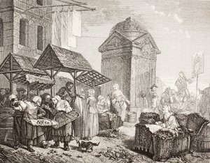 The Market in the Place Maubert, Paris, in the 18th Century (after a work by Jeaurat)